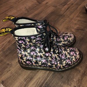 Dr. Martens Black Floral Combat Boots